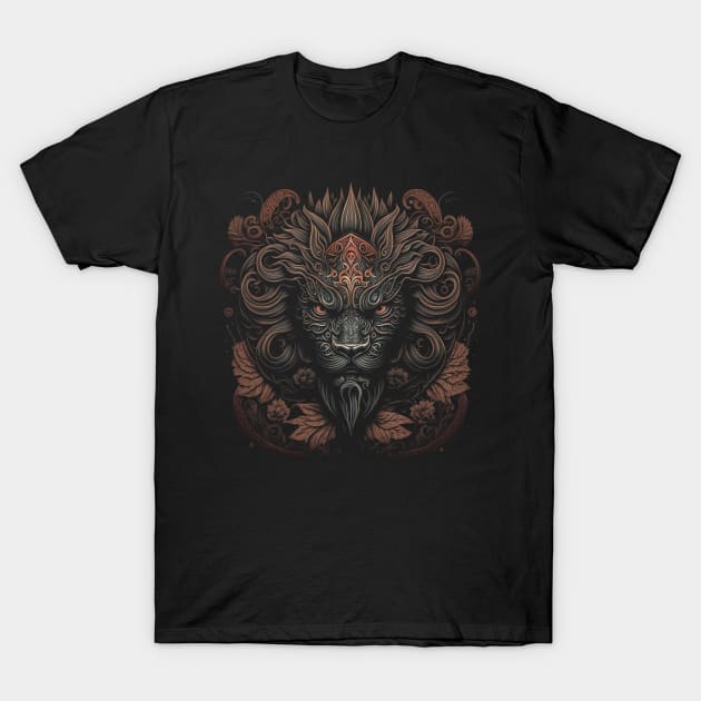 Lion decorated with Javanese ornaments T-Shirt by gblackid